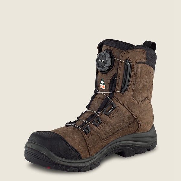 Red Wing Mens Safety Boots - Trades - 8-inch Boa® Waterproof Csa Toe - Brown/Black - XDW827319